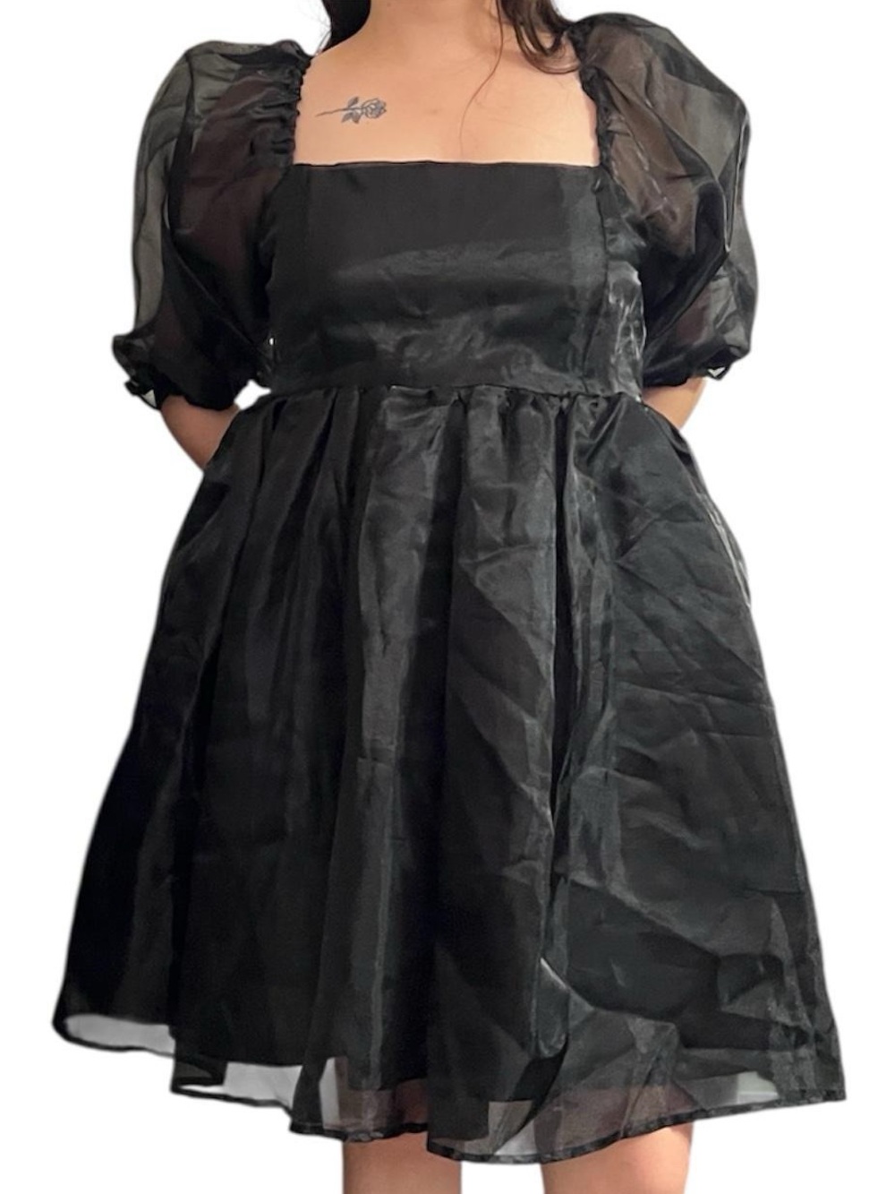 Black babydoll dress.